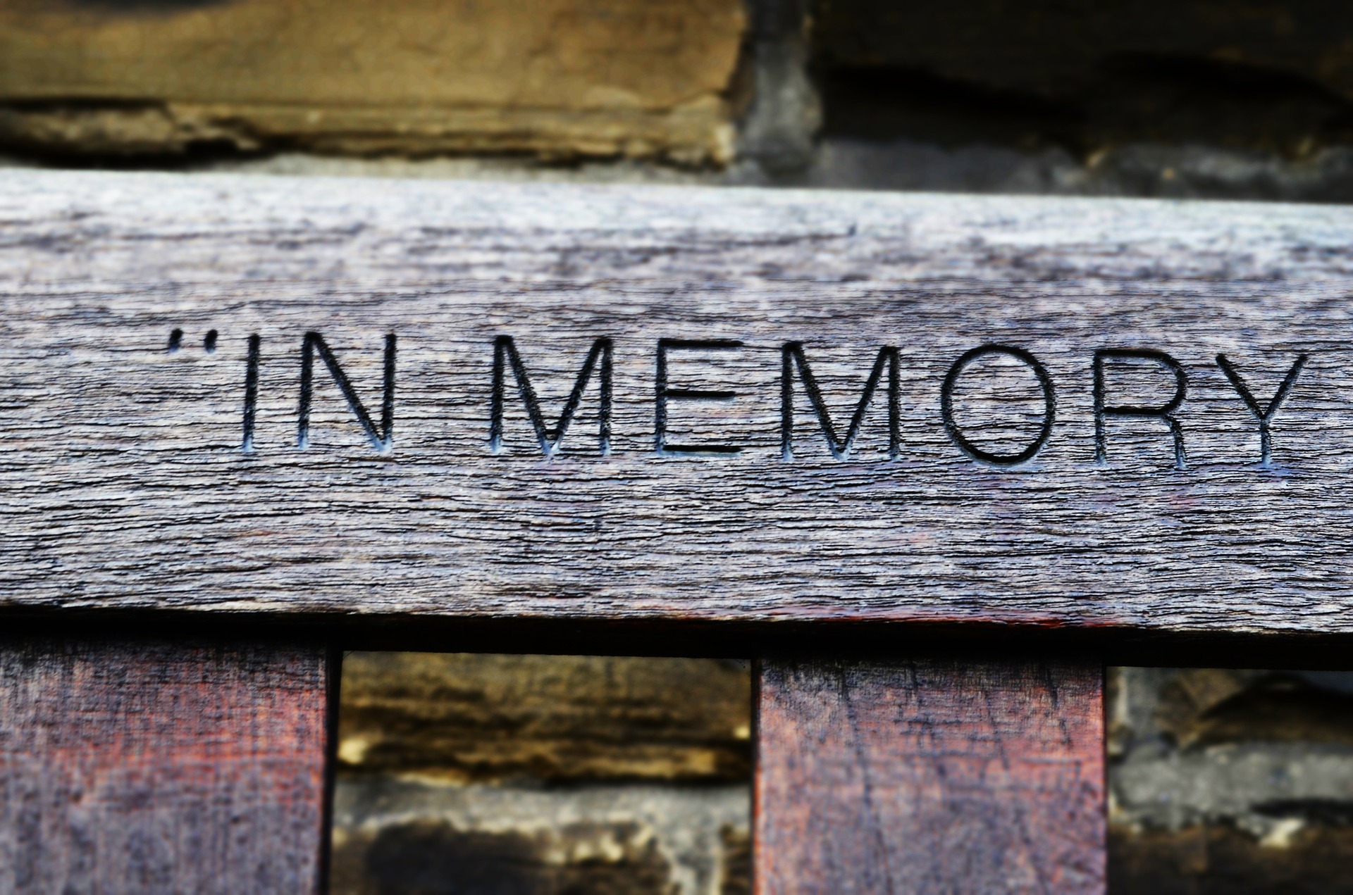 Bench with the words In Memory embossed